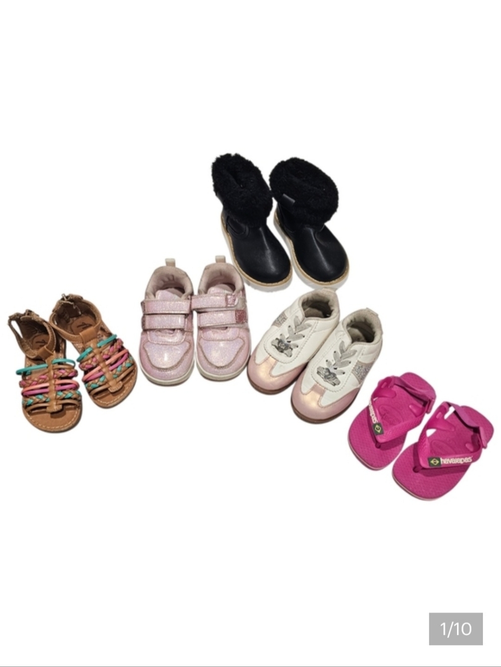 Bundle of 4 Girls Sneakers Boots Flip Flops Sandals Bebe Shoes Size 5